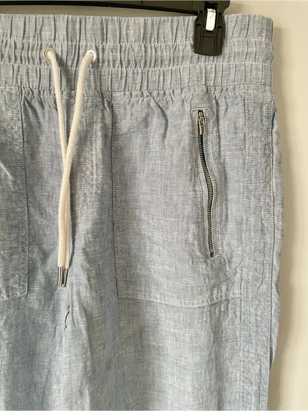 Athleta Cabo Linen Jogger Women’s Chambray Blue Size 6 Tall Pockets EUC